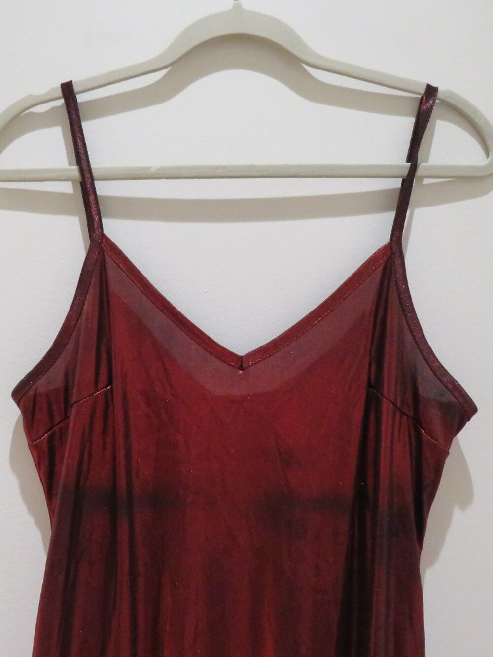 VINTAGE BONKERS USA Red Metallic Maxi Slip Dress Medium 90s Party Friends - Picture 4 of 14